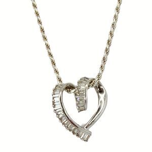 Open Heart Sterling Silver Pendant Necklace 18" 925 Cubic Zirconia